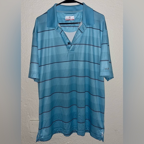 Grand Slam Other - Grand‎ Slam Performance Polo Shirt Mens XL Short Sleeve Blue Black Stripe EUC